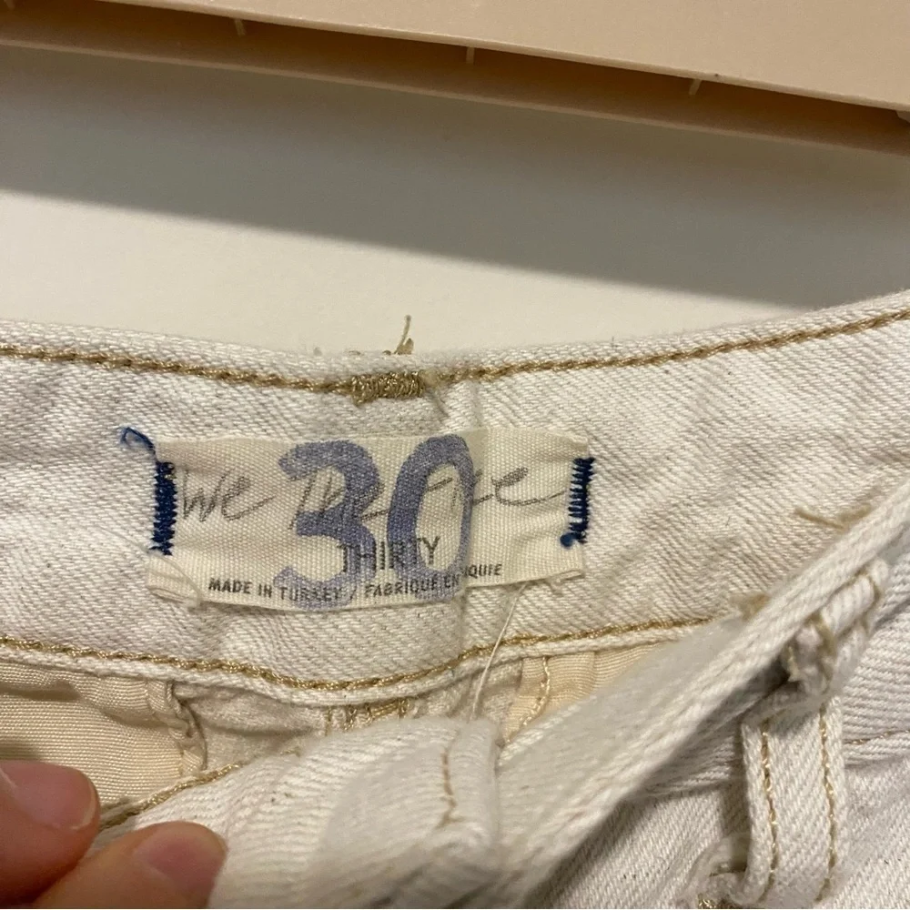 We the Free Off-White Pants with Gold Stitching